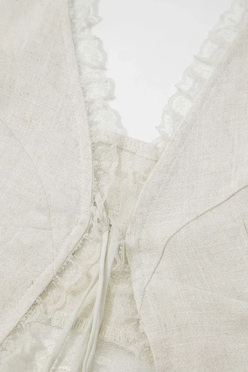 MICAS Tank Tops & Cami-Lace Trim Tie Front Tank Top