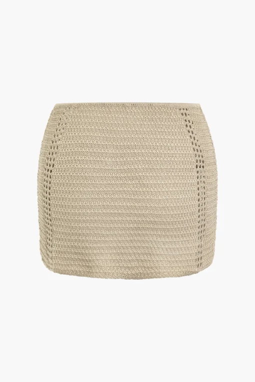 MICAS Knit Sets-Lace Up Crisscross Knit Crop Top And Mini Skirt Set