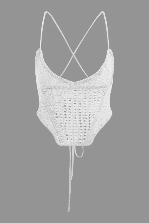 MICAS Knit Sets-Lace Up Crisscross Knit Crop Top And Mini Skirt Set
