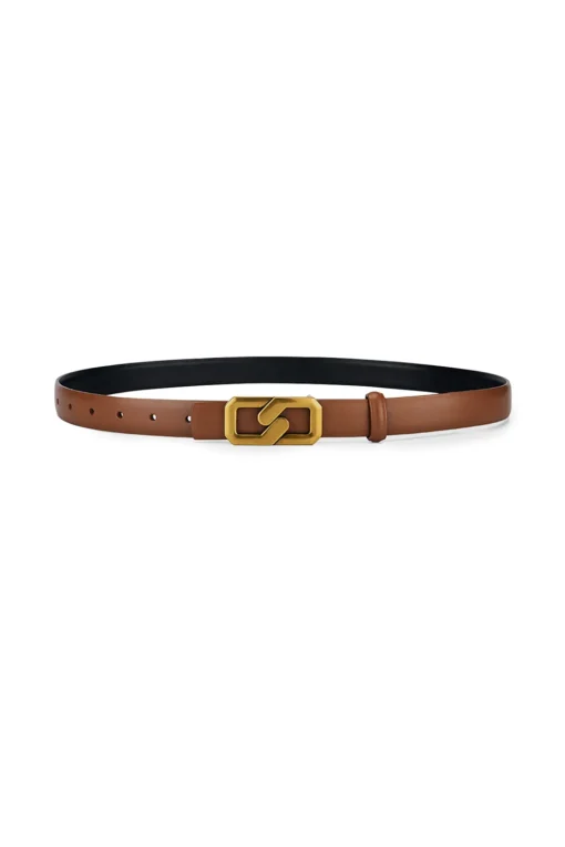 MICAS Accessories-Leather Decorative Waist Belt TAN