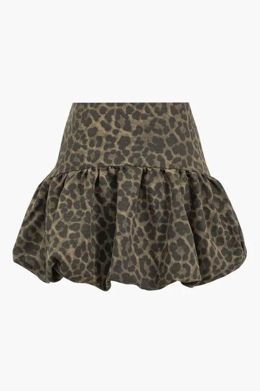 MICAS Skirts-Leopard Print Ruffle Skirt MOCHA