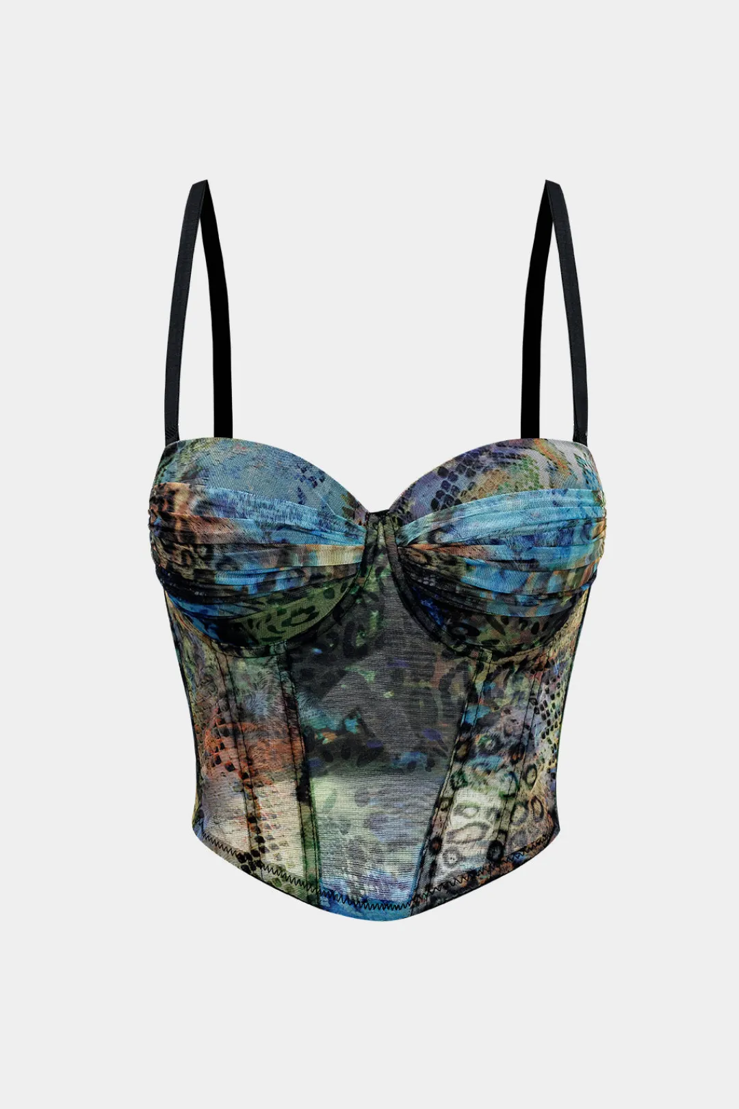 MICAS Tank Tops & Cami-Leopard Snake Skin Print Mesh Slip Cami Top BLUE