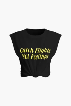 MICAS T-Shirts-Letter Print Sleeveless T-shirt