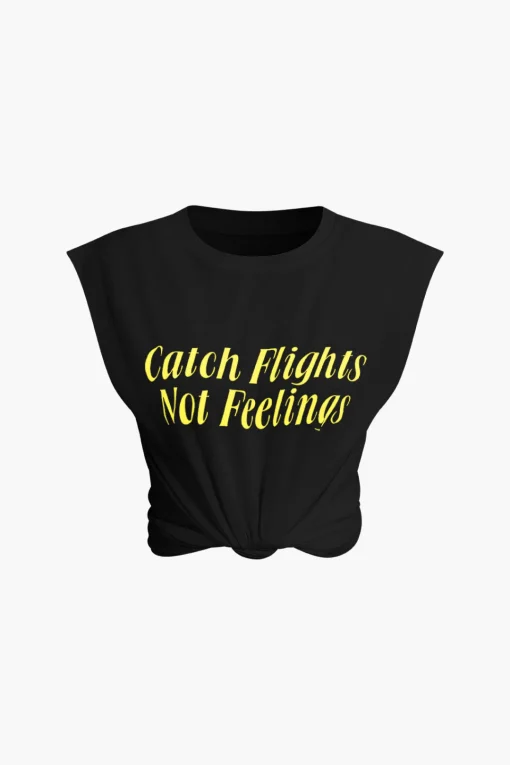 MICAS T-Shirts-Letter Print Sleeveless T-shirt