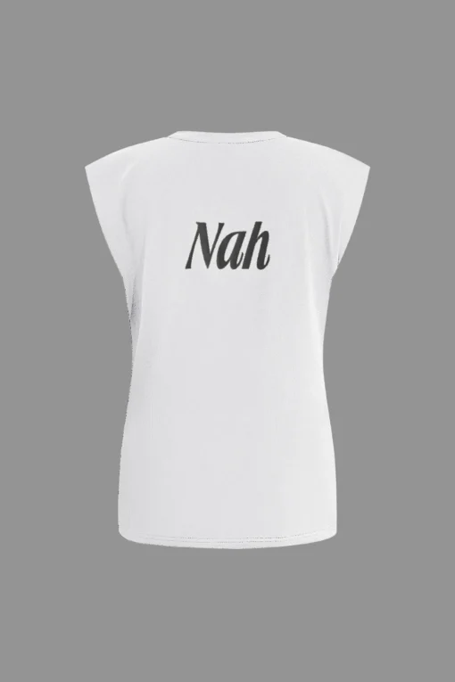 MICAS T-Shirts-Letter Print Sleeveless T-shirt