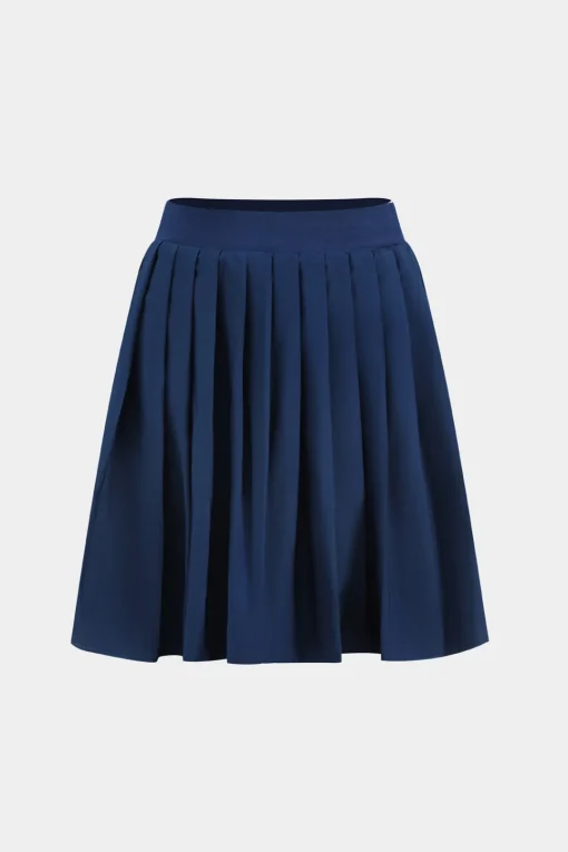 MICAS Skirt Sets-Letter Print Top And Pleated Skirt Set DARK BLUE