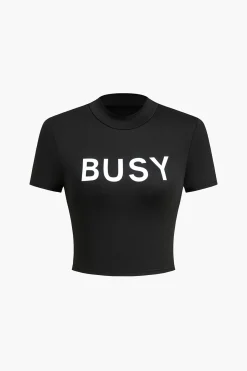 MICAS T-Shirts-Letter Print T-shirt BLACK