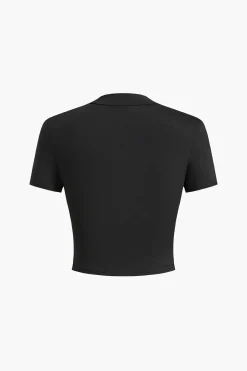 MICAS T-Shirts-Letter Print T-shirt BLACK
