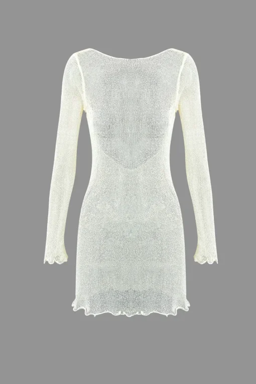 MICAS Swimwear-Lettuce Trim Backless Cover Up WHITE