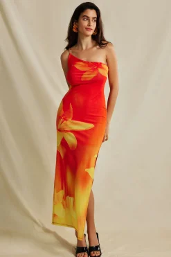 MICAS Maxi Dresses-Lily Print Asymmetric One Shoulder Maxi Dress MULTICOLOR