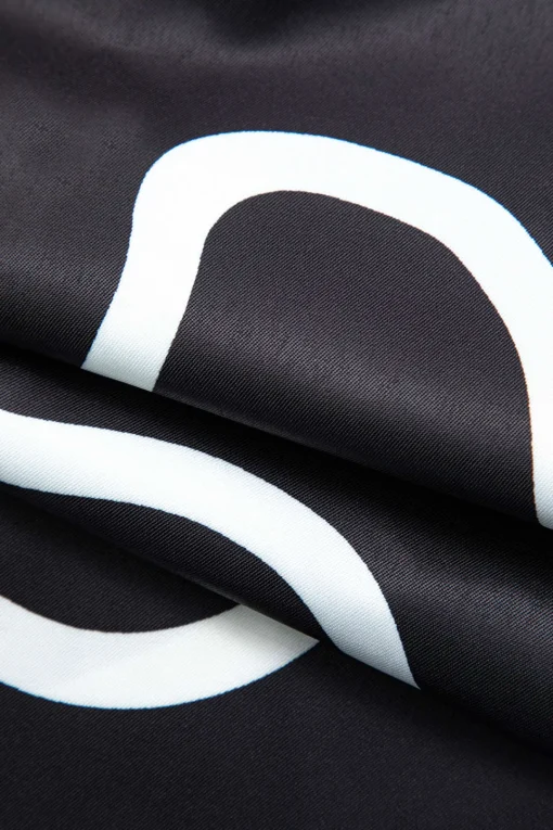 MICAS Pants-Line Print Straight Leg Pants BLACK