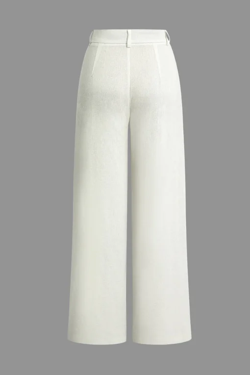 MICAS Pants-Linen Asymmetrical Zipper Straight Leg Pants