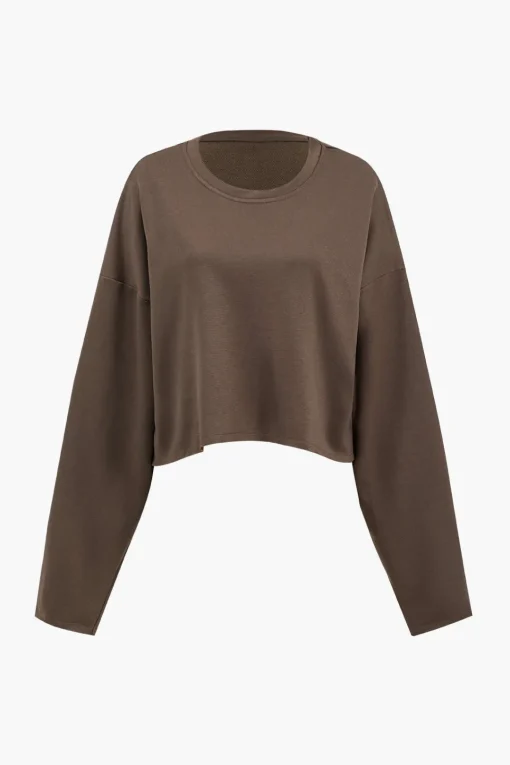 MICAS Pant Sets-Long Sleeve Top And Drawstring Trousers Set BROWN