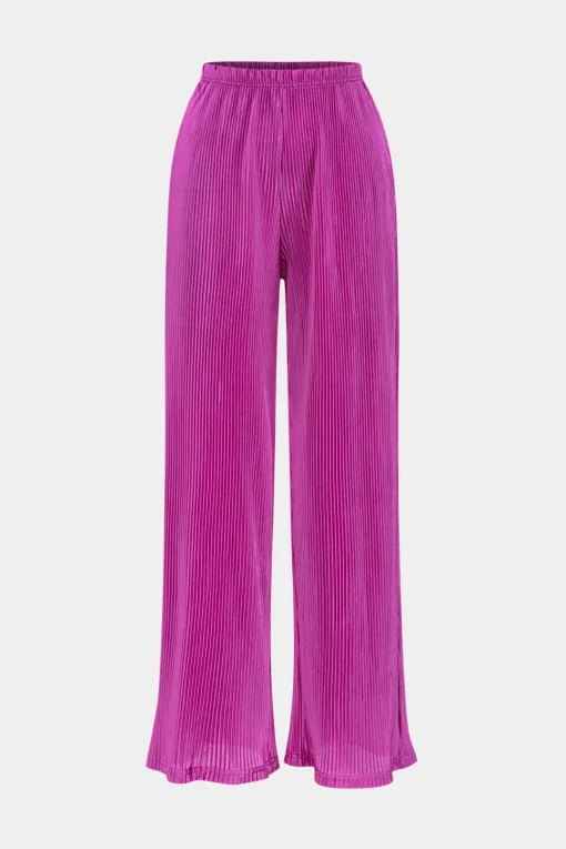 MICAS Pant Sets-Long-Sleeve Top And High Waist Wide Leg Trousers Set RASPBERRY