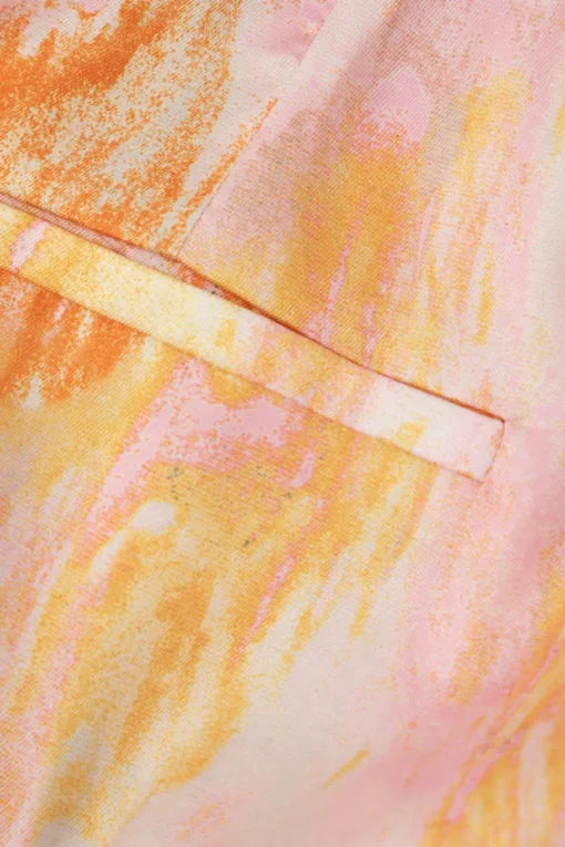 MICAS Pants-Marble Print High Waisted Full-length Straight Leg Pants