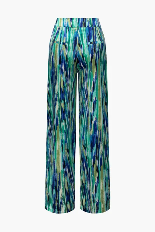 MICAS Pants-Marble Print High Waisted Full-length Straight Leg Pants