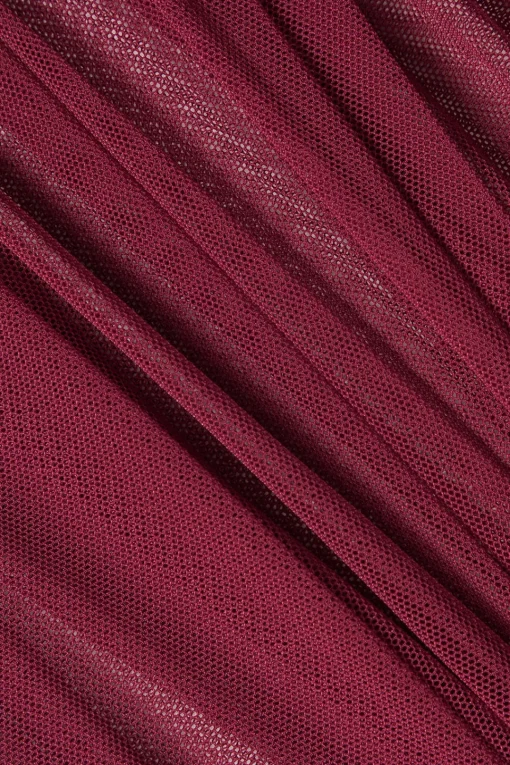 MICAS Lingerie & Sleepwear-Mesh Bustier Cut Out Embroidery Side Slit Sleepwear Set BURGUNDY
