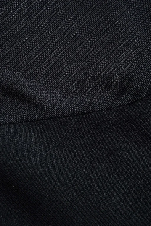 MICAS Long Sleeve Tops|Long Sleeves Tops-Mesh Patchwork Long-Sleeve Top BLACK