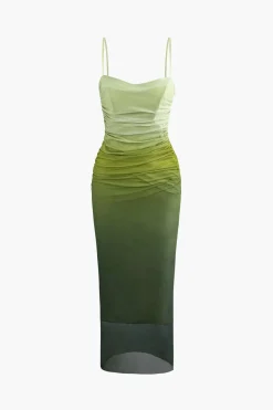 MICAS Maxi Dresses-Mesh Ruched Cami Maxi Dress