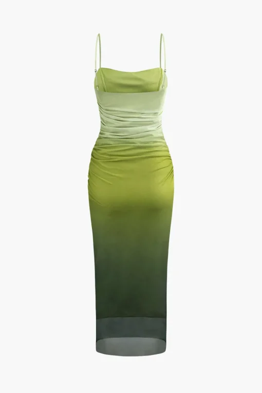 MICAS Maxi Dresses-Mesh Ruched Cami Maxi Dress