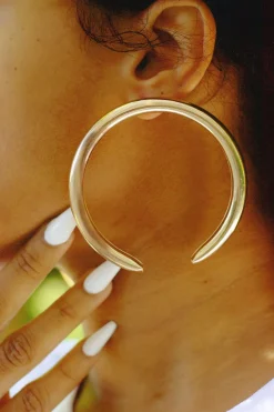 MICAS Earrings|Accessories-Metal Exaggerated Geometric Semicircular Earrings GOLD