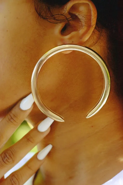 MICAS Earrings|Accessories-Metal Exaggerated Geometric Semicircular Earrings GOLD