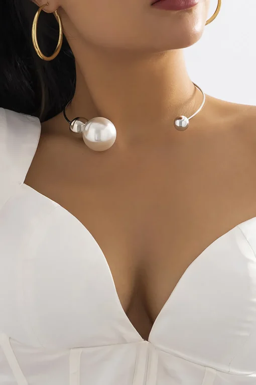 MICAS Necklaces|Accessories-Metal Pearl Necklaces