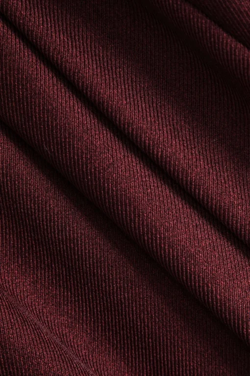 MICAS Mini Dresses-Metallic Button Sleeveless Round Neck Mini Dress BURGUNDY