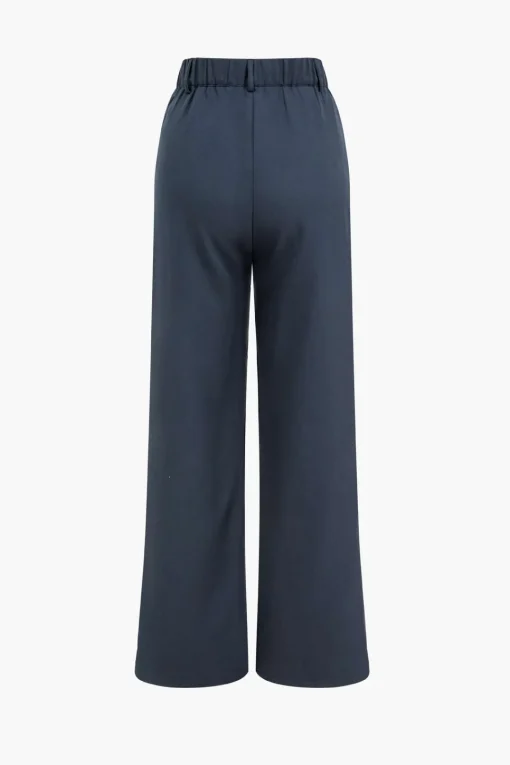 MICAS Blazers|Pant Sets-Notched Lapel Blazer And High Waist Trousers Set DARK GRAY