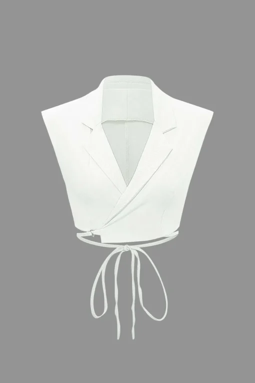MICAS Pant Sets-Notched Lapel Tie Back Vest And Straight Leg Suit Pants Set