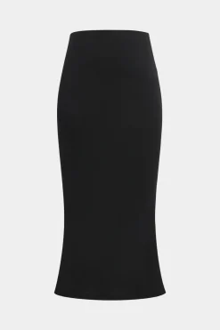 MICAS Skirt Sets-Off Shoulder Long Sleeve Top And Skirt Set BLACK