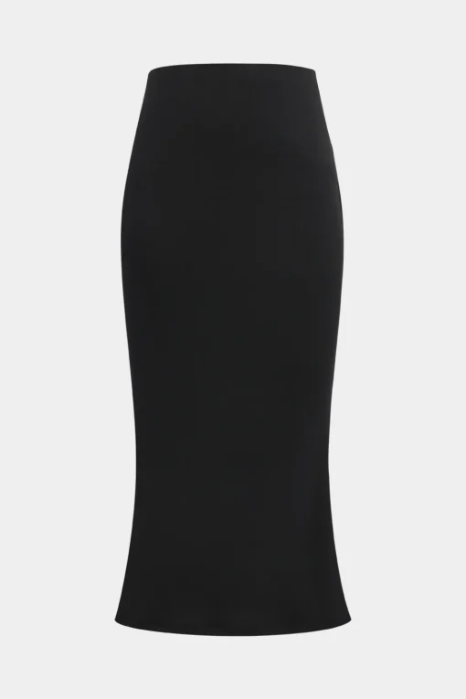 MICAS Skirt Sets-Off Shoulder Long Sleeve Top And Skirt Set BLACK