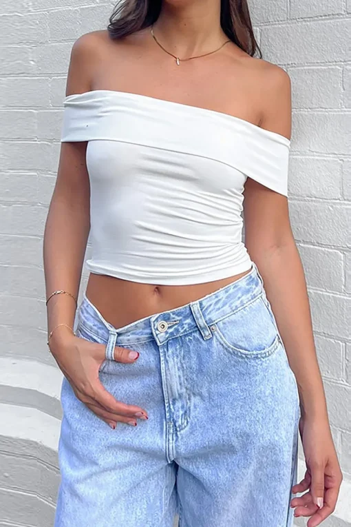 MICAS T-Shirts-Off-Shoulder Wrap T-shirt