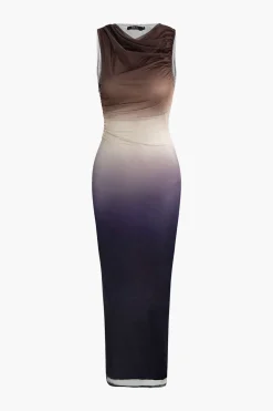 MICAS Midi Dresses-Ombre Mesh Sleeveless Midi Dress