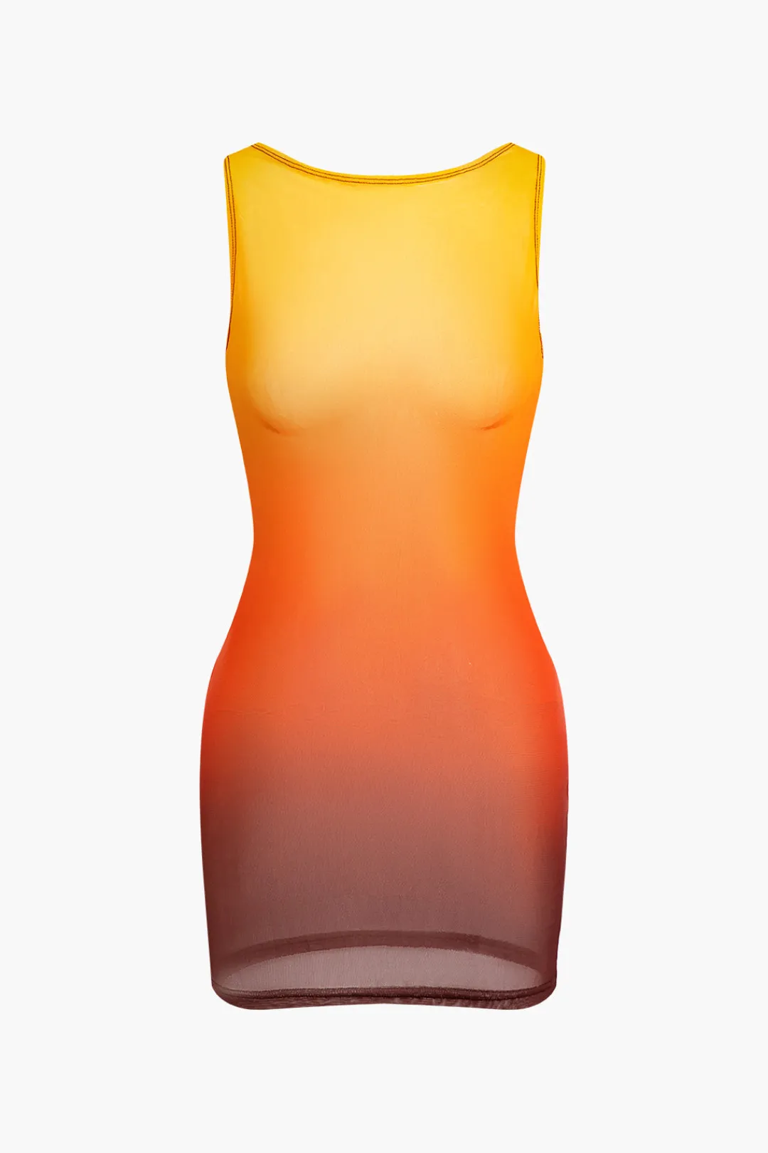 MICAS Swimwear-Ombre Mesh Tank Cover Up Contrast Color