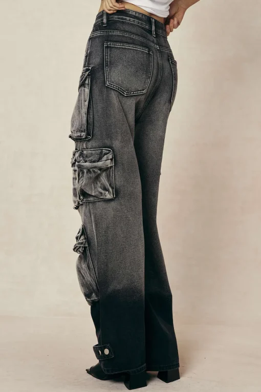 MICAS Jeans|Cargo Pants-Ombre Multi Pocket Wide Leg Cargo Jeans