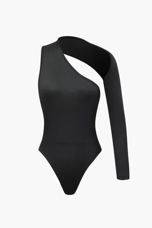 MICAS Jumpsuits & Rompers-One Shoulder Cut out Bodysuit BLACK