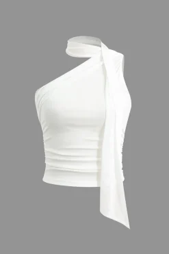 MICAS Tank Tops & Cami-One-shoulder Tank Top With Scarf
