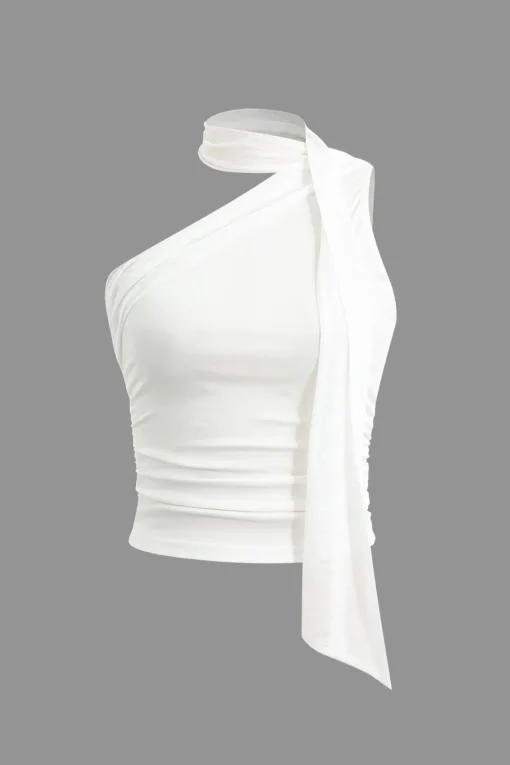 MICAS Tank Tops & Cami-One-shoulder Tank Top With Scarf