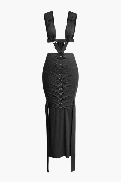 MICAS Maxi Dresses-O-Ring Cut Out Ruched Maxi Dress