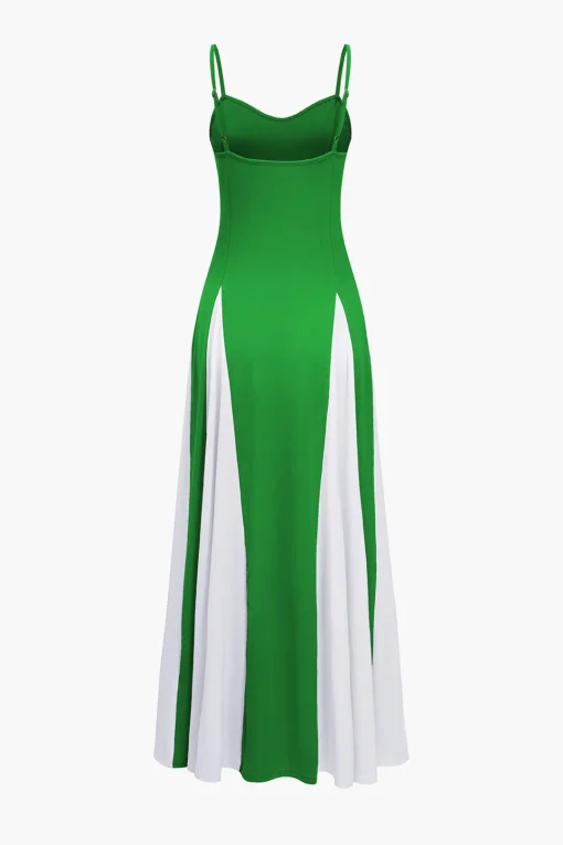 MICAS Maxi Dresses-Patchwork Spaghetti Strap Maxi Dress