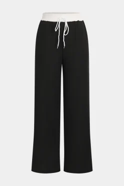 MICAS Pant Sets-Patchwork Top And Drawstring Straight Trousers Set