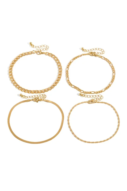 MICAS Accessories-4pc Chain Anklet Set PURE GOLD