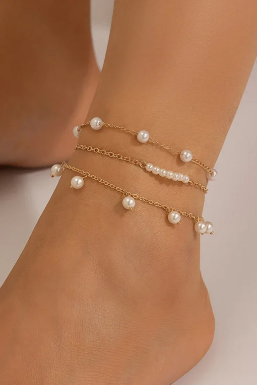 MICAS Accessories-Pearl Chain Anklet PURE GOLD