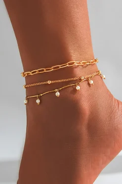 MICAS Accessories-Pearl Layer Anklet PURE GOLD