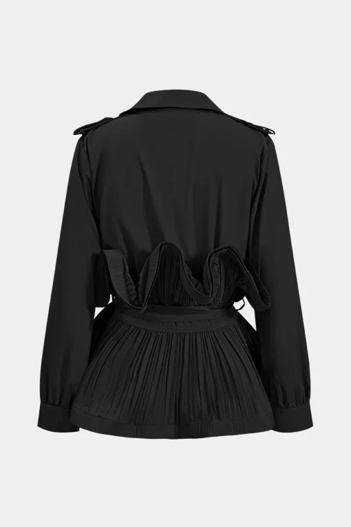 MICAS Outerwear|Outerwear-Pleated Ruffle Tie-Up Jacket