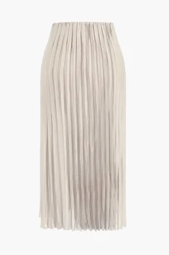MICAS Skirts-Pleated Satin Skirt