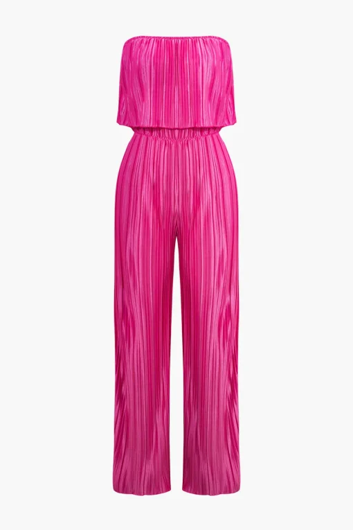 MICAS Jumpsuits & Rompers-Plisse Wrap Off Shoulder Jumpsuit RASPBERRY