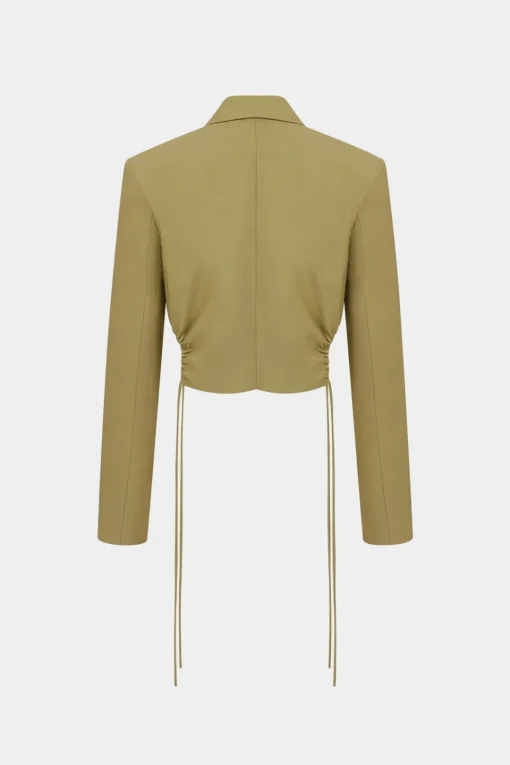 MICAS Outerwear|Outerwear-Pocket Notched Lapel Drawstring Blazer BROWN