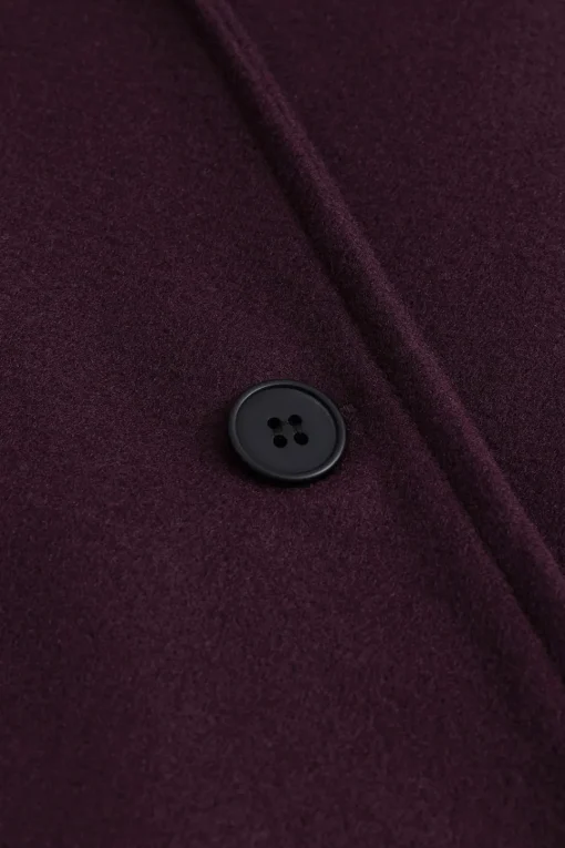 MICAS Outerwear|Outerwear-Pocketed Button Notched Lapel Coat BURGUNDY